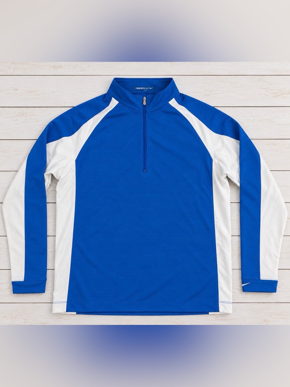 Nike Golf Therma-FIT Men’s M Blue White Colorblock 1/4 Zip Pullover